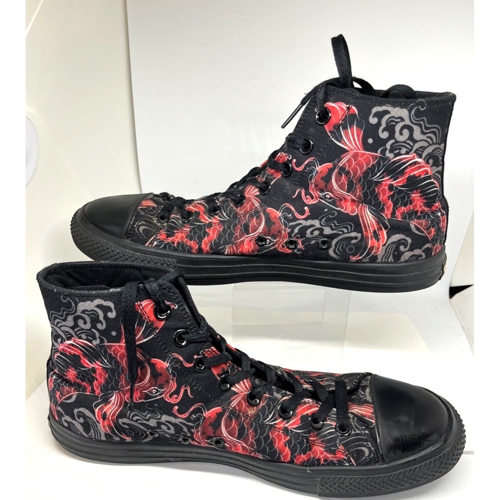 Raad Shop Men's Koi  Fish Top Sneakers Black/Red Size11 Worn Twice Slightly Used